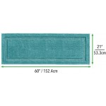 mDesign Microfiber Polyester Non-Slip Extra-Long Bathroom Rug Soft Plush Water Absorbent Accent Bath Mat Bath Rug for Bathroom Shower Machine Washable Hydra Collection Teal Blue