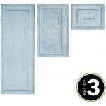 mDesign Soft Microfiber Polyester Spa Rugs for Bathroom Vanity Tub Shower Water Absorbent Machine Washable Includes Plush Non-Slip Rectangular Accent Mats in 3 Sizes Set of 3 Water Blue