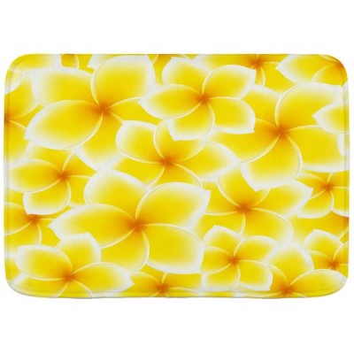 Samanca Bath Mat Rug,Hawaiian Asian Flower Blossom Print,Plush Bathroom Decor Mats with Non Slip Backing,29.5" X 17.5"