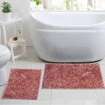 Sweet Home Collection Bathroom Rugs Set 2 Piece Butter Chenille Noodle Soft Luxurious Absorbent Non Slip Latex Back Microfiber Bath Mat Blush