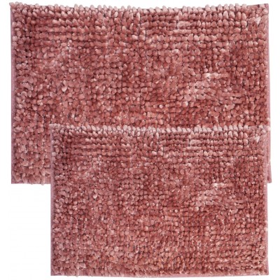 Sweet Home Collection Bathroom Rugs Set 2 Piece Butter Chenille Noodle Soft Luxurious Absorbent Non Slip Latex Back Microfiber Bath Mat Blush