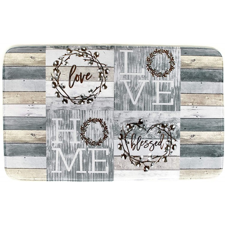 The Lakeside Collection Non-Slip Memory Foam Bathroom Rug Farmhouse Accent Love Home Blessed
