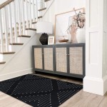 Boho Area Rug 3'x5' Black Farmhouse Geometric Tribal Rug Cotton Woven Indoor Outdoor Rug Washable Collection Throw Rugs Floor Carpet for Door Mat Entryway Living Room Bedrooms Decor
