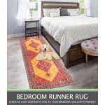 Casplapd Distressed Runner Rug for Hallway 2.13'x6' Traditional Persian Runner Rug Non Slip Floor Carpet Accent Rug for Bedroom Kitchen Entryway Indoor Bathroom,Red