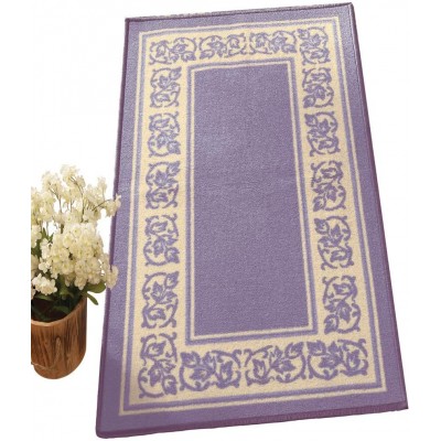 Collections Etc Floral Border Skid-Resistant Accent Rug Lavender 20" X 59"