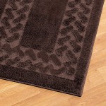 Collections Etc Herringbone Carpeted Runner Rug Solid-Colored with Plush Decorative Trim Accents and Skid-Resistant Backing for Long Hallway Brown 22 X 120