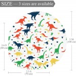 Color Cartoon Dinosaur Round Indoor Outdoor Area Rugs Runner Rug Non-Slip Backing Floor Carpet for Sofa Living Room Bedroom Modern Accent Home Decor 31.5in