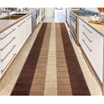 Custom Size Modern Runner Rug Carpet for Hallway Entryway Foyer Kitchen Slip Resistant Latex Rubber Backed 31 inch Wide X Customized Length Squares Brown 31 inch X 13 feet