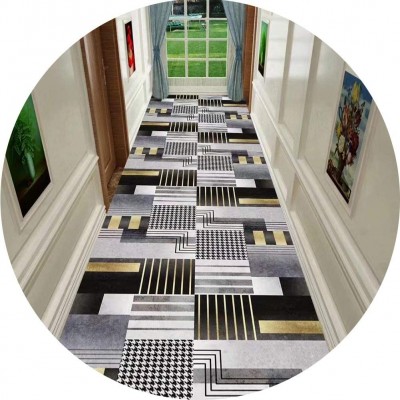Long Runner Rugs for Hallway Area Rug Corridor Carpet Black Geometry Floor Carpet for Bathroom Bedroom Entryway Accent Decor Custom Size Color : A Size : 80x100cm