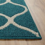 Maples Rugs Rebecca Contemporary Runner Rug Non Slip Hallway Entry Carpet 1'9 x 5' Teal Sand & Rebecca Contemporary Kitchen Rugs Non Skid Accent Area Carpet [Made in USA] 1'8 x 2'10 Teal Sand
