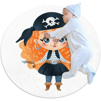 Pirate Headband Round Indoor Outdoor Area Rugs Runner Rug Non-Slip Backing Floor Carpet for Sofa Living Room Bedroom Modern Accent Home Decor 31.5in