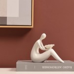 Quoowiit Collectible Figurines Home Decor Simple Modern Shelf Decor Abstract Art Sculpture Unique Cute Small Statues and Sculptures Decorations for Living Room Desk Book Shelf Coffee TableWhite