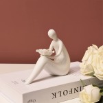 Quoowiit Collectible Figurines Home Decor Simple Modern Shelf Decor Abstract Art Sculpture Unique Cute Small Statues and Sculptures Decorations for Living Room Desk Book Shelf Coffee TableWhite