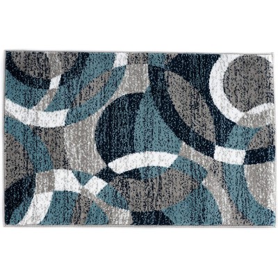 Rugshop Contemporary Modern Circles Abstract Area Rug 2' x 3' Blue