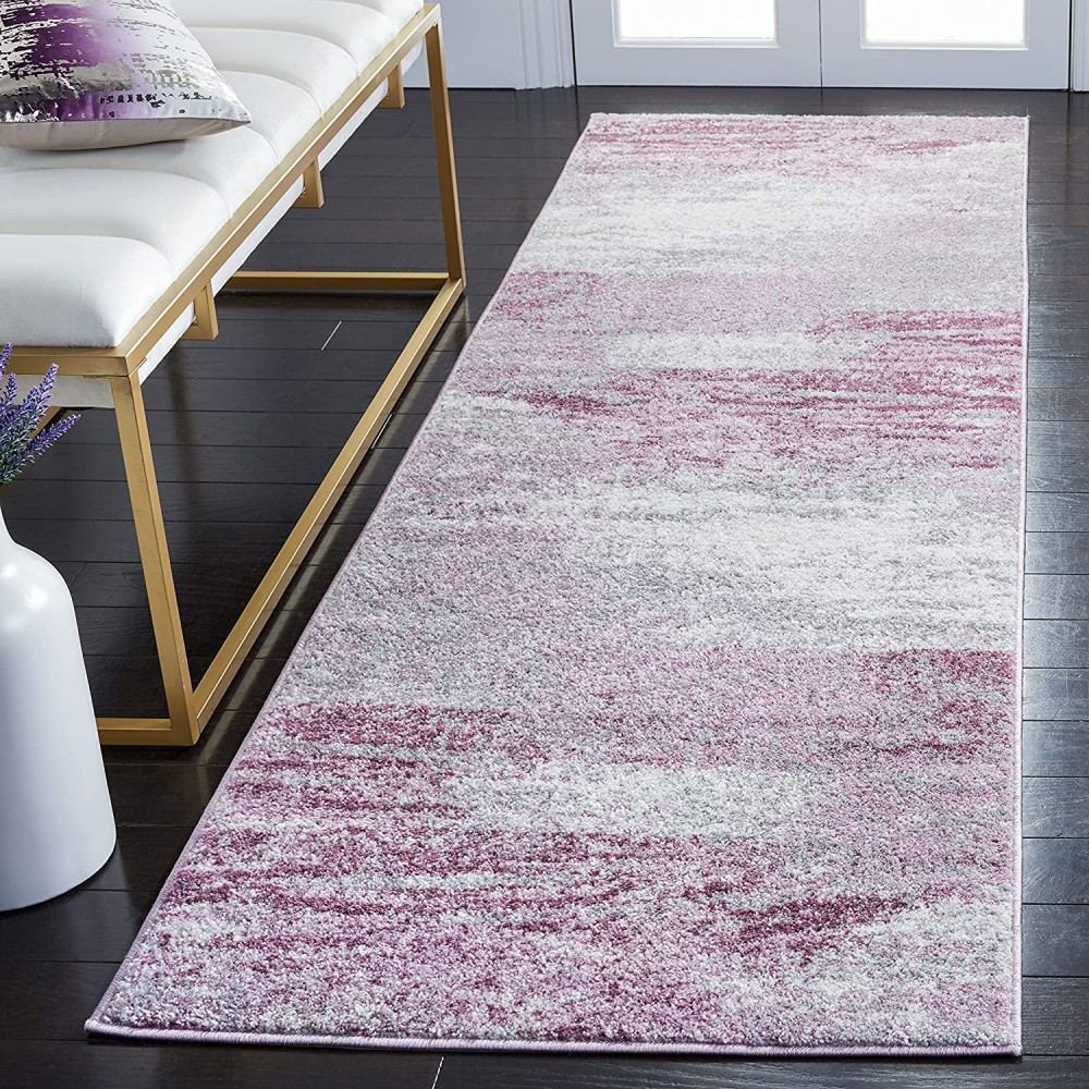 SAFAVIEH Adirondack Collection ADR112V Modern Abstract Non-Shedding Living Room Entryway Hallway Bedroom Foyer Accent Runner 2'6 x 8' Grey Purple