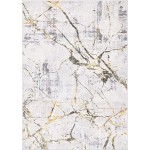 SAFAVIEH Amelia Collection ALA293G Modern Abstract Non-Shedding Living Room Bedroom Accent Area Rug 4'5 x 6'5 Grey Gold