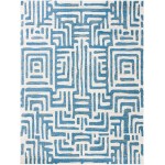 SAFAVIEH Amsterdam Collection AMS106C Modern Abstract Non-Shedding Living Room Bedroom Dining Home Office Area Rug 8' x 10' Ivory Light Blue