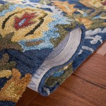 Safavieh Blossom Collection BLM402A Handmade Premium Wool Area Rug 6' x 6' Square Navy Multi