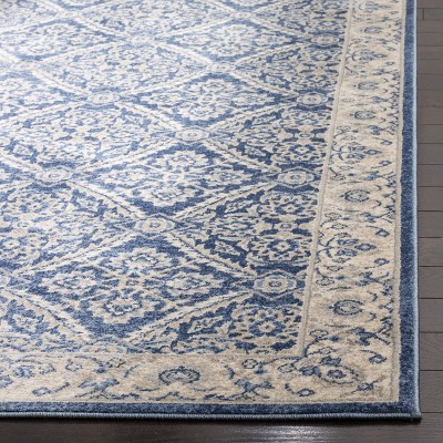 SAFAVIEH Brentwood Collection BNT863N Traditional Oriental Non-Shedding Living Room Bedroom Accent Rug 2' x 4' Navy Cream