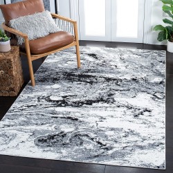SAFAVIEH Lilypond Collection LLP883G Modern Abstract Fringe Non-Shedding Living Room Bedroom Accent Area Rug 4' x 6' Grey Dark Grey