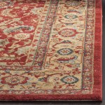 SAFAVIEH Mahal Collection MAH699A Traditional Oriental Non-Shedding Living Room Bedroom Accent Area Rug 4' x 5'7 Red Natural