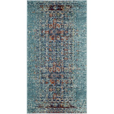 SAFAVIEH Monaco Collection MNC208J Boho Abstract Distressed Non-Shedding Living Room Bedroom Accent Rug 2'2" x 4' Blue Multi