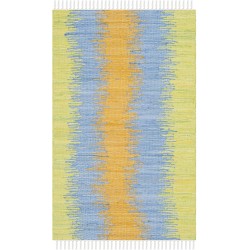 Safavieh Montauk Collection MTK710B Handmade Stripe Fringe Cotton Accent Rug 2'6" x 4' Green Gold