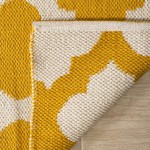 Safavieh Montauk Collection MTK723J Handmade Trellis Cotton Accent Rug 2'6 x 4' Yellow Ivory