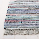 Safavieh Rag Rug Collection RAR122V Handmade Boho Stripe Cotton Accent Rug 2' x 3' Purple Blue