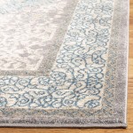 SAFAVIEH Sofia Collection SOF365A Vintage Oriental Distressed Non-Shedding Living Room Bedroom Accent Area Rug 3' x 3' Square Light Grey Blue