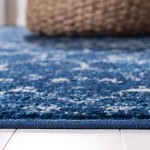 SAFAVIEH Tulum Collection TUL249M Moroccan Boho Distressed Non-Shedding Living Room Bedroom Accent Area Rug 3' x 5' Blue Ivory