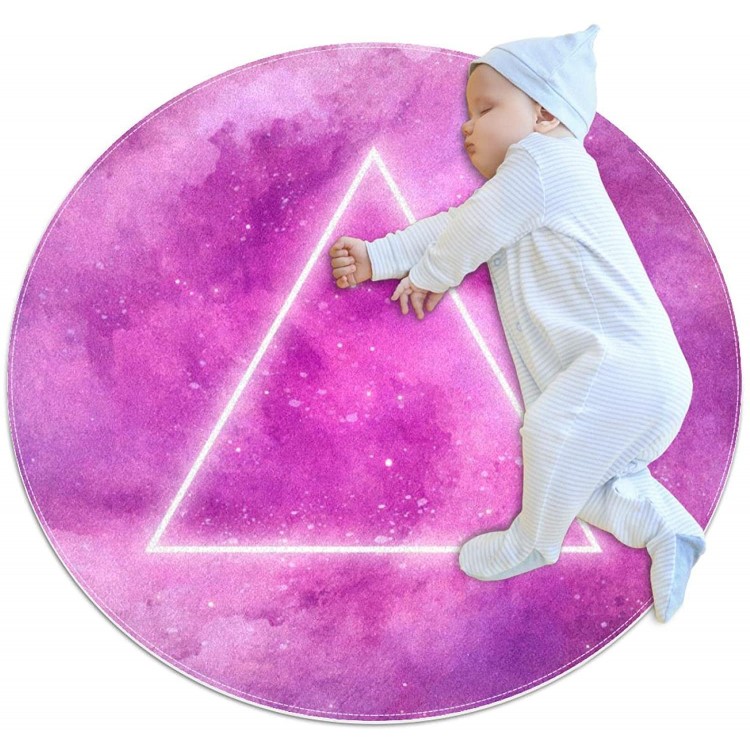 Star Pink Triangle Round Indoor Outdoor Area Rugs Runner Rug Non-Slip Backing Floor Carpet for Sofa Living Room Bedroom Modern Accent Home Decor 31.5in