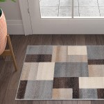 SUPERIOR Clifton Mid-Century Modern Geometric Polypropylene Indoor Area Rug with Jute Backing 2' x 3' Grey Brown