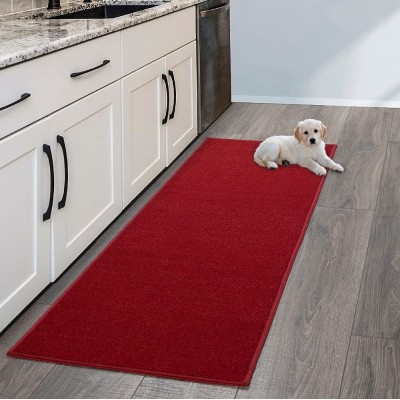 Sweet Home Stores SH Collection Solid Rubberback Indoor Runner Rug 20" x 59" Red