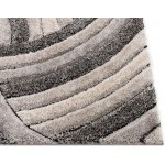 Well Woven Tilly Grey Geometric Stripes Thick Soft Plush 3D Textured Shag Runner 2x7 2'3 x 7'3
