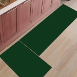ZOE GARDEN Kitchen Bath Rug Runner Set Simple Solid Color Dark Green 2 Piece Non Slip Backing Area Rugs Floors Runner Machine Washable Accent Runners （23.6x35.4in + 23.6x70.9in）