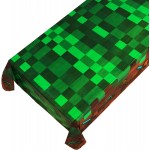 3Pcs Pixel Miner Tablecloth Video Game Table Cover Pixel Mining Themed Party Supplies Disposable Pixel Style Plastic Table Cover Tablecloth for Birthday Pixelated Video Game Party Supplies Decoration