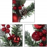 4Pcs Pine Snowy Flower Picks,Snow Flocked Holly Christmas red Berry Pinecone Ball Stem,Faux Berry Spray Sprigs Twigs,Artificial Fruit Plant Flower for Christmas Tree Crafts Holiday Home Decor-19in