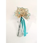 5 Sheet Music Paper Flowers Customize with your choice of song & Accent Color small handmade bouquet vase included