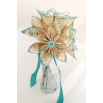 5 Sheet Music Paper Flowers Customize with your choice of song & Accent Color small handmade bouquet vase included