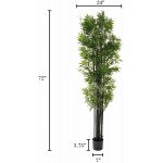72 Inch Faux Bamboo Tree Plant Indoor Home Accent Decor Artificial Leaves