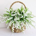 Artificial Flower Lily of The Valley Bouquet Sprays Silk Flowers Wedding Centerpieces Cream White Wedding Garden Bridal Home Decor -12pcs