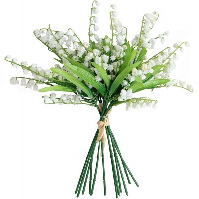 Artificial Flower Lily of The Valley Bouquet Sprays Silk Flowers Wedding Centerpieces Cream White Wedding Garden Bridal Home Decor -12pcs