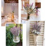 Artificial Flowers MHMJON 4 Pieces 28 Inches Flocked Purple Lavender Bouquet Fake Plastic Plant for Wedding Home Decor Office Garden Patio Decoration