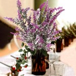 Artificial Flowers MHMJON 4 Pieces 28 Inches Flocked Purple Lavender Bouquet Fake Plastic Plant for Wedding Home Decor Office Garden Patio Decoration