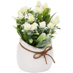 Artificial Flowers with Small White Vase Home Decoration 3.5 x 6 Inches