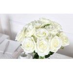 Artificial Flowers,12PCS White Artificial Silk Flowers Realistic Roses Bouquet Christmas Ornaments Wedding Party Home Decor White 1