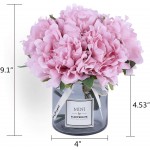 Artificial Hydrangea and Glass vase Ins Style Artificial Flower Glass Bottle Set Suitable for Living Room Dining Table Office Wedding Hotel Banquet and Other Home Decoration. Purple Pink
