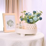 Artificial Rose Flowers in Ceramic Vase Blue Faux Hydrangea Flower Arrangements for Home Decor Fake Flowers with Vase for Table centerpieces Decoration