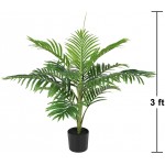 Artiflr Artificial Areca Palm Plan Fake Palm Tree Faux Tree for Indoor Outdoor Modern Decoration Feaux Dypsis Lutescens Plants in Pot for Home Office 2.8Ft